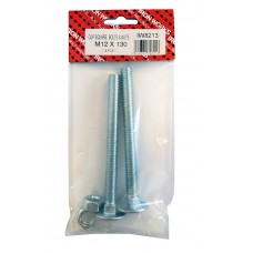 M12 X 130 Cup Square Bolt & Nut Bzp 2 Per Pack