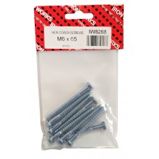 M6 X 65 Coach Screw Bzp  8 Per Pack