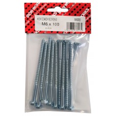 M6 X 100 Coach Screw Bzp 10 Per Pack