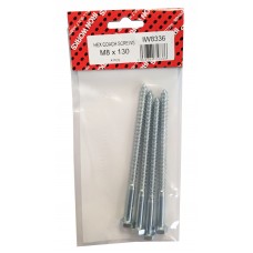 M8 X 130 Coach Screw Bzp 4 Per Pack