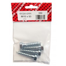 M10 X 50 Coach Screw Bzp 4 Per Pack