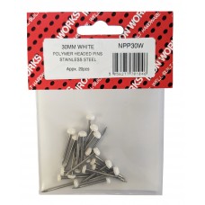 30mm Poly Pins White 20 Per Pack