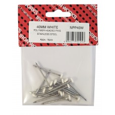 40mm Poly Pins White 15 Per Pack