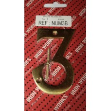 #3 Brass Numeral 75mm 1 Per Pack