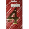 #4 Brass Numeral 75mm 1 Per Pack