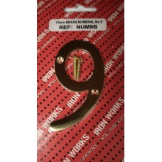 #9 Brass Numeral 75mm 1 Per Pack