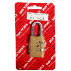 28mm COMBINATION PADLOCK BRASS L3