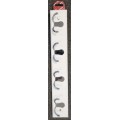 White Hook Rail 4 Double Hooks (Complete With Fitting Kit)