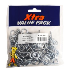 40mm x 8g SCREW EYE ZINC 80 PER PACK