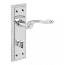 Door Handle Georgian Bathroom Chromed 1 Pair