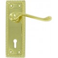 Door Handle 6'' Georgian Lock Handle Brassed 1 Pair