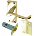 Door Handle Door Kit Scroll Latch Brassed 1 Pair
