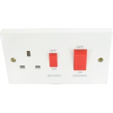 45A Dp Switch +13A Socket  Sq White 1 Per Pack