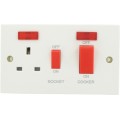 45A Dp Cooker Switch +13A  Switched Socket + Neon Sq White 1 Per Pack