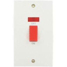 45A Dp Switch + Neon Tall Plate Sq White 1 Per Pack
