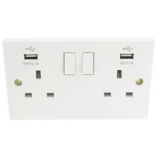 2G 13Amp Socket Usb Min 2.1Amp Sq White 1 Per Pack