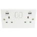 2G 13Amp Socket Usb Min 2.1Amp Sq White 1 Per Pack