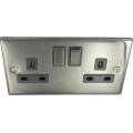 2G 13A Socket D.P. Black Nickel Black Inserts 1 Per Pack