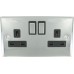 2G 13A Socket D.P. Polished Chrome  Black Inserts 1 Per Pack