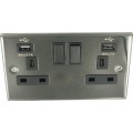 2G 13Amp Socket Usb Black Nickel Black Inserts 1 Per Pack