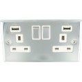 2G 13Amp Socket Usb Polished Chrome White Insert 1 Per Pack