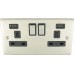 2G 13Amp Socket Usb  Satin Chrome Black Inserts 1 Per Pack