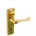 Door Handle 6'' Vic Scroll Lock Brassed 1 Pair